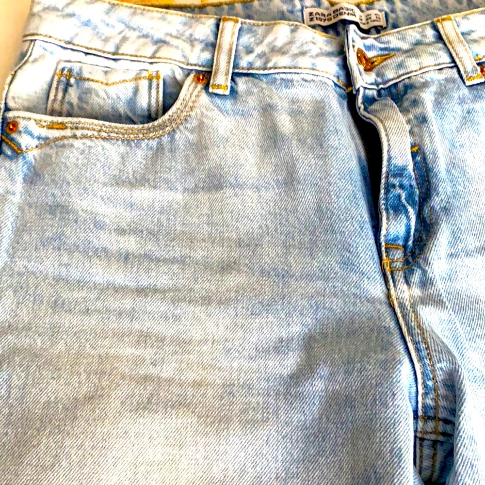 Zara fun fringed/washed denim jeans 💙💚💛🧡❤️💜 - Picture 3 of 10